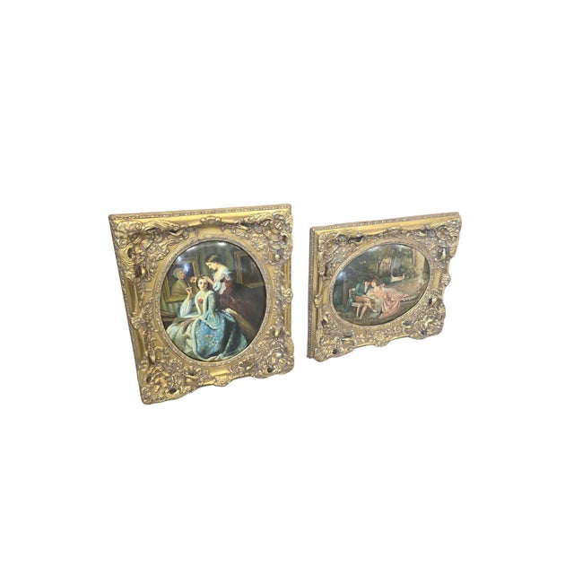 1950s Romantic Scenes, 1950, Oils on Canvases, Set of 2 For Sale - Image 5 of 18