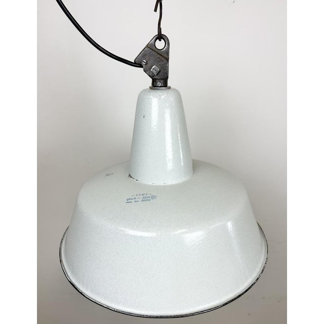 Large Industrial Grey Enamel Factory Pendant Lamp from Zaos, 1960s For Sale - Image 9 of 18