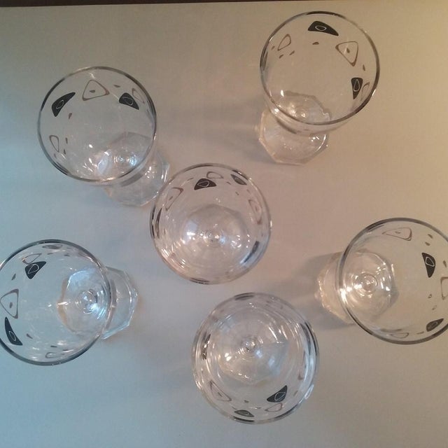 Black & Gold Boomerang Goblets - Set of 6 For Sale - Image 4 of 5