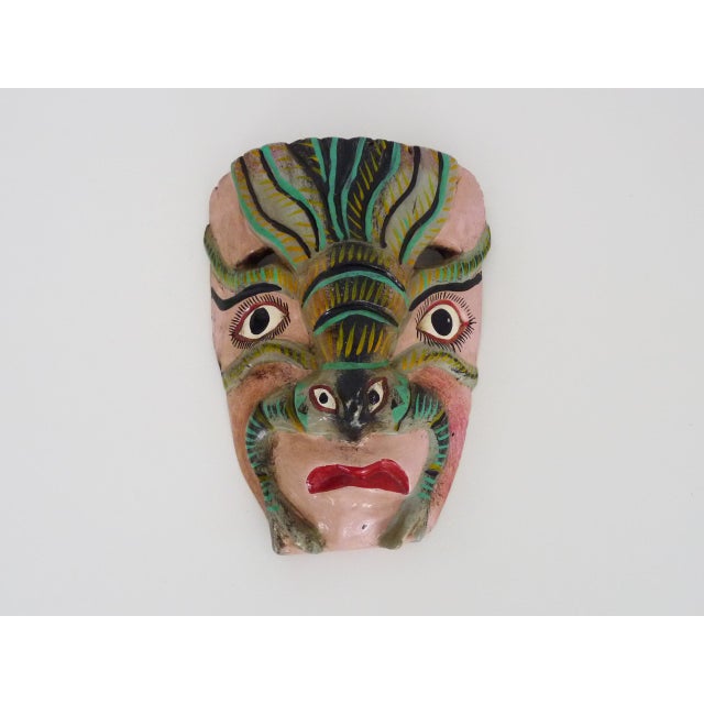 Mexican Folk Art Mask in Polychrome Carved Wood, 1970s For Sale - Image 9 of 9