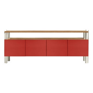 Flexor Red Polished-Lacquered Wood and Aluminum Dining Sideboard by Robert Stadler For Sale