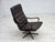 1970s, Scandinavian swivel armchair. Original patchwork furniture leather, bent wood, brown canvas. Original good...