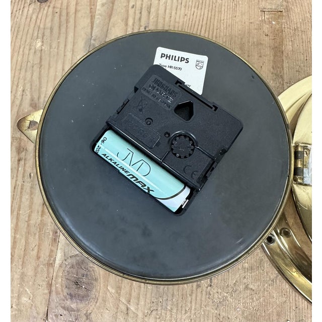 Vintage German Brass Ships Clock from Philips, 1970s For Sale - Image 13 of 15