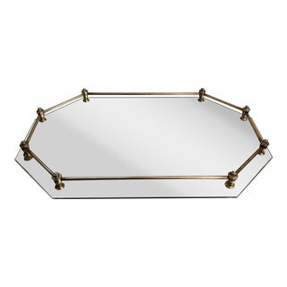 Late 20th Century Mirrored Vanity Tray With Silver Plate Gallery Rail For Sale
