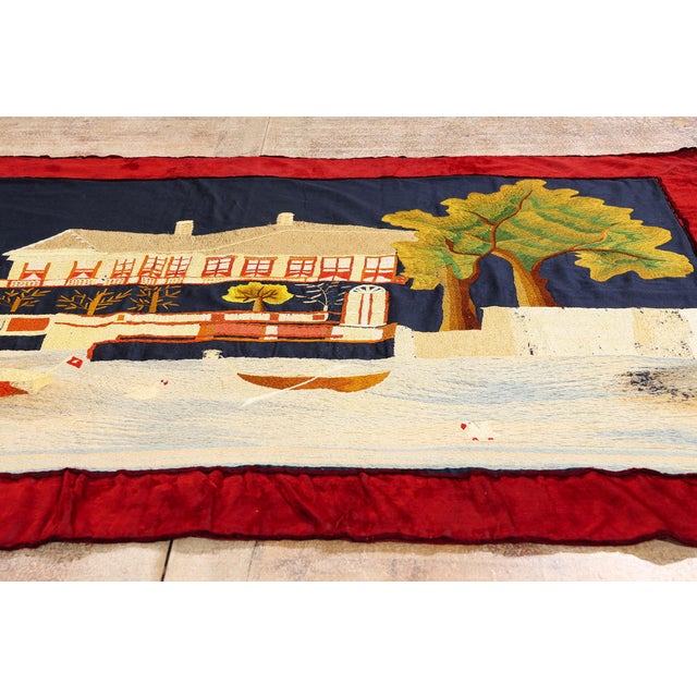 Antique Scandinavian Folk Art Tapestry, 04'04 X 06'06 For Sale - Image 9 of 10