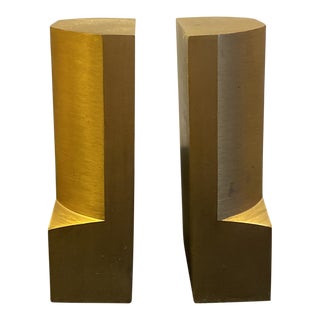 1960s Modernist Solid Bronze Bookends - a Pair For Sale