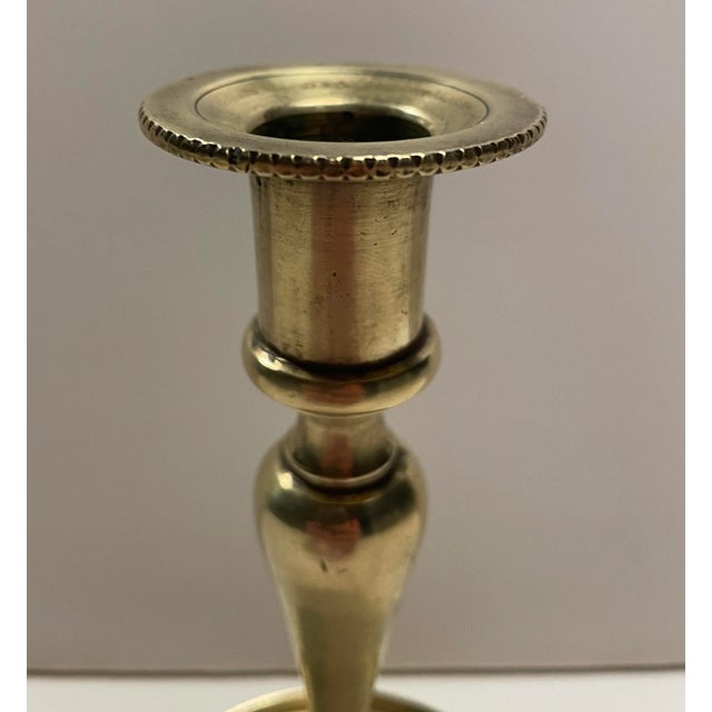 French Antique French Brass Candlestick For Sale - Image 3 of 5