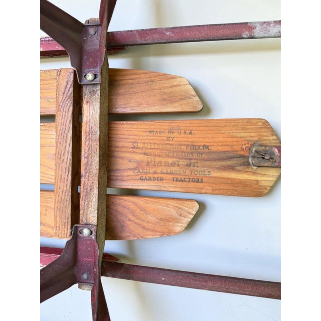 Wood Vintage Patina Flexible Flyer Snow Sled Eagle Graphics Decor For Sale - Image 7 of 11
