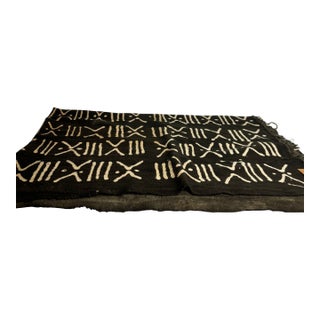 African Mud Cloth, Ivory on Char Brown For Sale