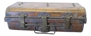 Antique Travel Cabin Trunk in Metal by T. Wilkes & Sons, 1900