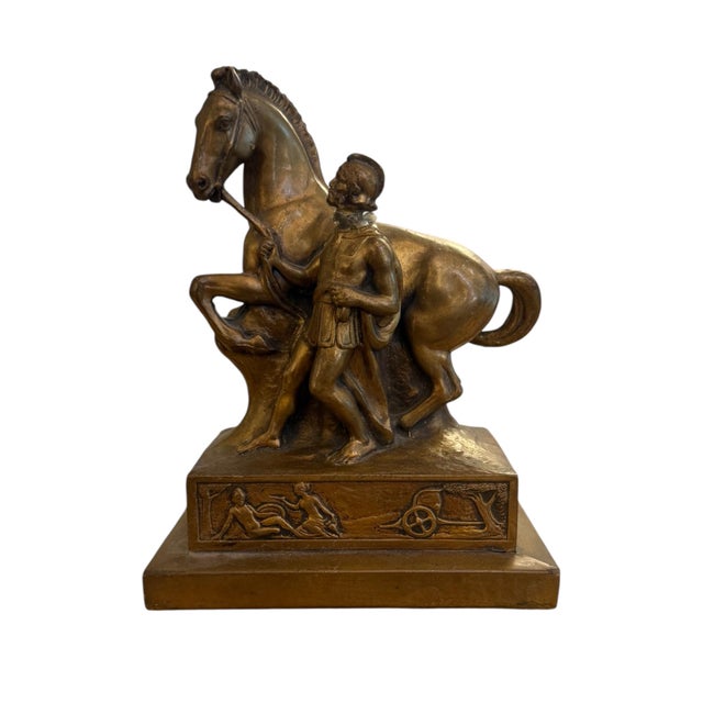 Late 20th Century Jennings Brothers Jb Roman Horse Bronze Bookend For Sale - Image 4 of 7