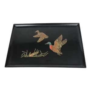 Vintage Large Size Black Bakelite Mallard Duck Design Serving Tray