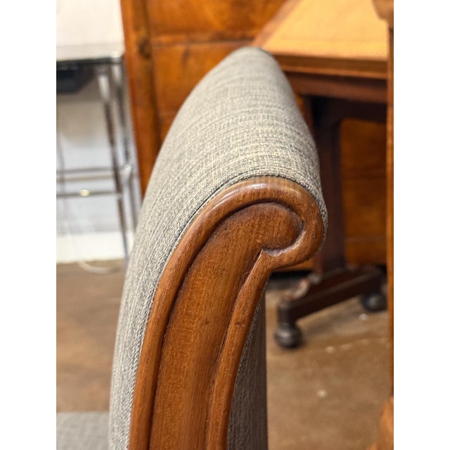 Wood French Empire Day Bed or Window Seat Upholstered in Linen on Walnut Frame For Sale - Image 7 of 8