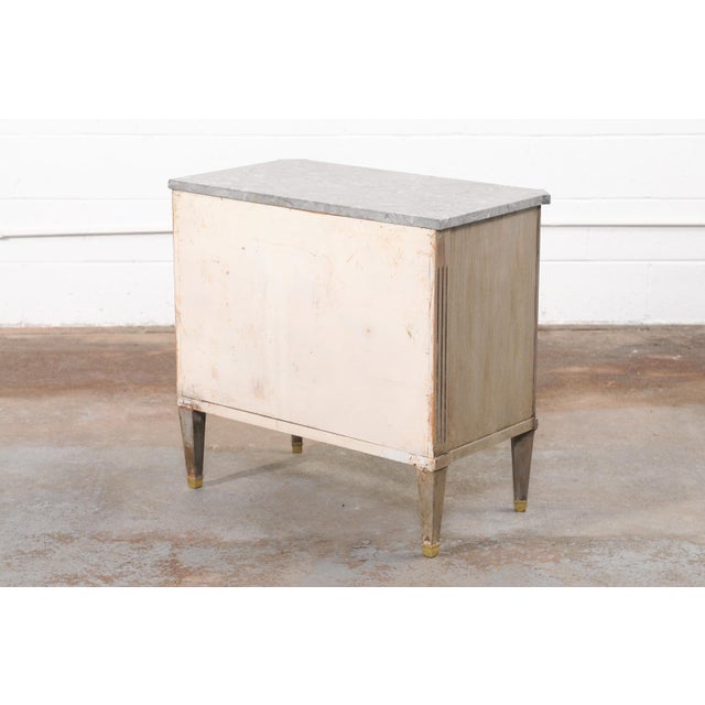 Tan Mid 20th Century Swedish Gustavian Style Chest W/ Gray Marble Top For Sale - Image 8 of 13