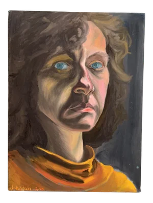 “Blue Eyes” 1990 Signed Original Acrylic Portrait by Johnson