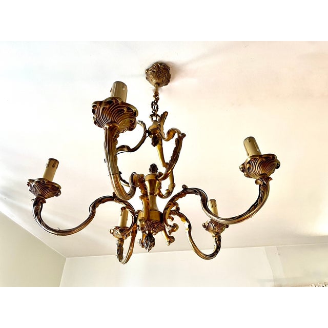 Louis XV Gilt Bronze Cage Chandelier, 1950s For Sale - Image 10 of 12