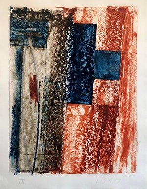 Larry Brown, Abstract Expressionist American Modernist Oil Monotype Monoprint Painting, 1989