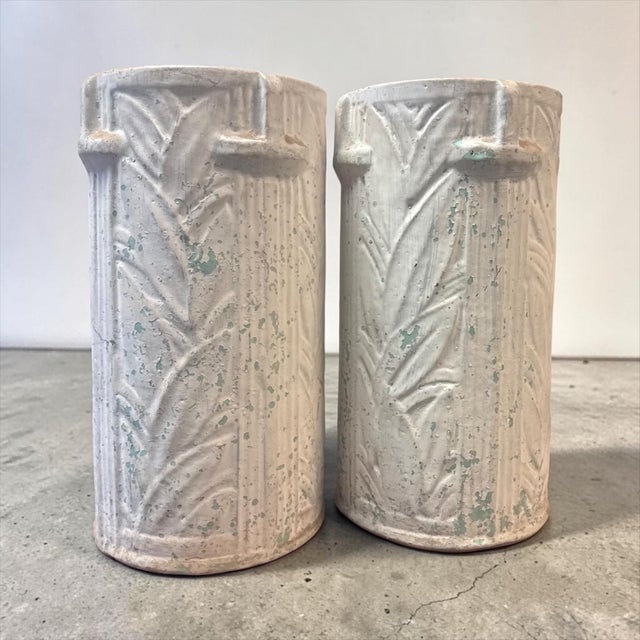 Maine Coastal Cottage Style Whitewashed Deco Vases Umbrella Stands McCoy Pottery - Pair For Sale In Atlanta - Image 6 of 9