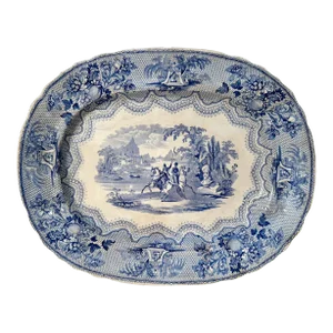 Staffordshire Blue Transferware Meat Platter
