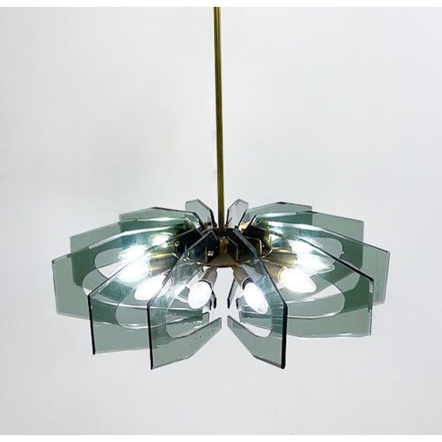 1960s Mid-Century Modern Glass Suspension in the style Fontana Arte, 1960s For Sale - Image 5 of 6