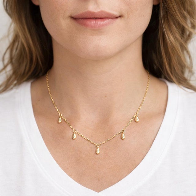 Vintage Tiffany & Co. Elsa Peretti 18k Yellow Gold Teardrop Necklace 18 Inch For Sale - Image 10 of 10