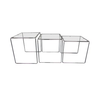 Glass & Chrome Nesting Tables, 1960s, Set of 3 For Sale