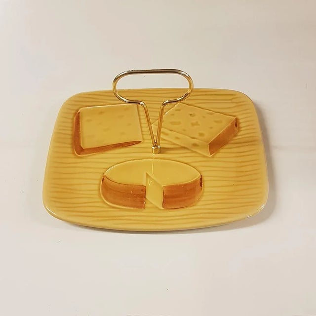 Metal French Majolica Cheese Serving Trays from Vallauris, Set of 2 For Sale - Image 7 of 15