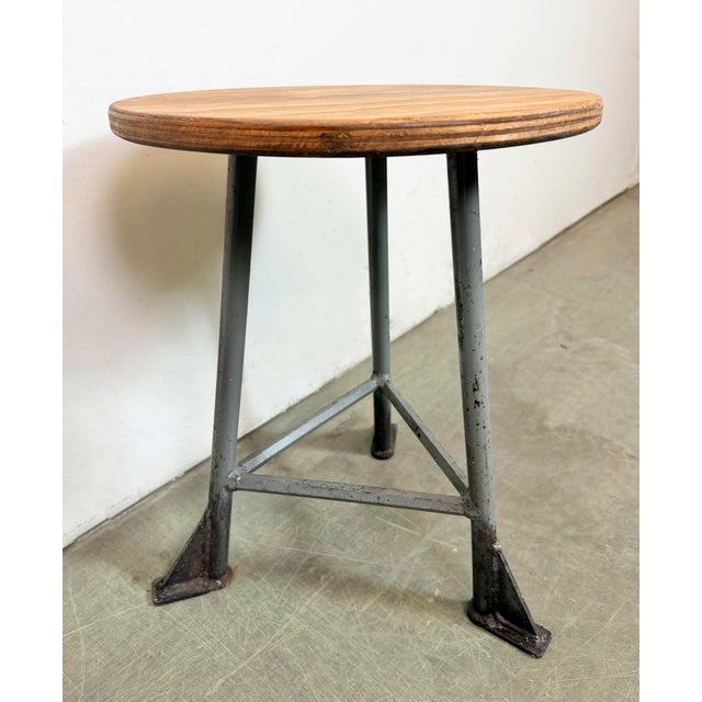 Wood Industrial Grey Workshop Stool, 1960s For Sale - Image 7 of 13