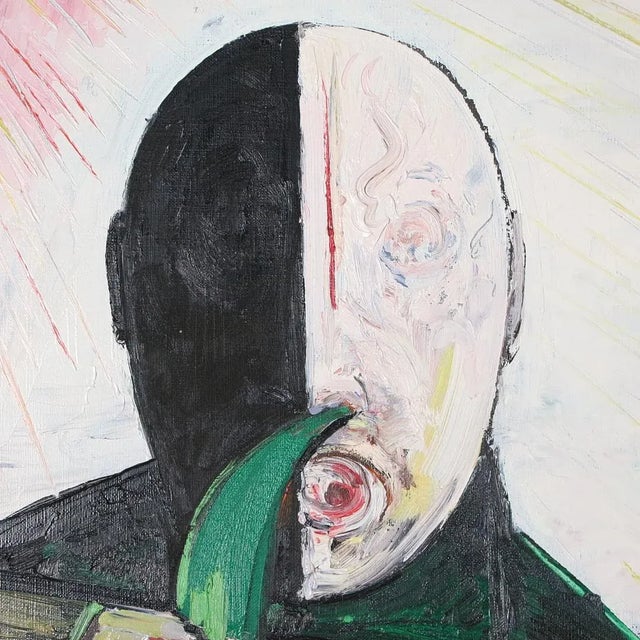 Hubertus Giebe, Der Maler, 1999, Oil on Canvas & Sculpture Object, Set of 2 For Sale - Image 4 of 12