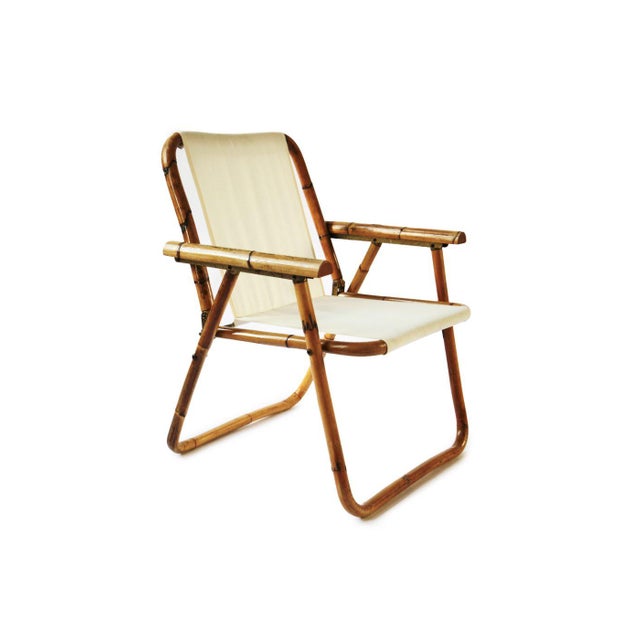 Italian Bamboo and Brass Folding Chair attributed to Raffaella Crespi, 1960s For Sale - Image 11 of 11