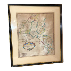 Rare Antique 17th Century Hand Colored Oxford Shire Robert Morden Map Engraving