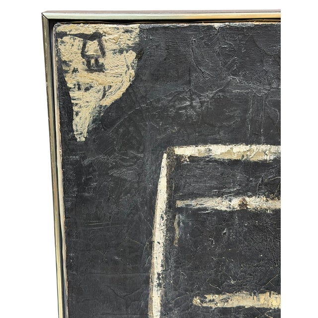 Modern Post War Antoni Clavé Atrb Oil Painting in the Manner of Antoni Tapies For Sale - Image 3 of 3