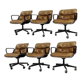 1980s Vintage Charles Pollock Executive Swivel Chairs - Set of 6 For Sale