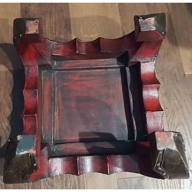 Asian Solid Wood Whimsigoth Asian Ornate Carved Stool/Plant Stand For Sale - Image 3 of 7