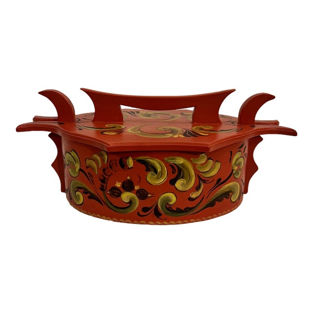 Vintage Norwegian Rune Box Artist Signed Folk Art For Sale