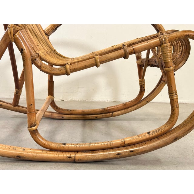 Wood Vintage Bamboo Rocking Chair, 1970s For Sale - Image 7 of 11