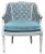 Mid-Century French Provincial Style Hand Painted Blue / White / Pink Caned Chair For Sale - Image 4 of 9