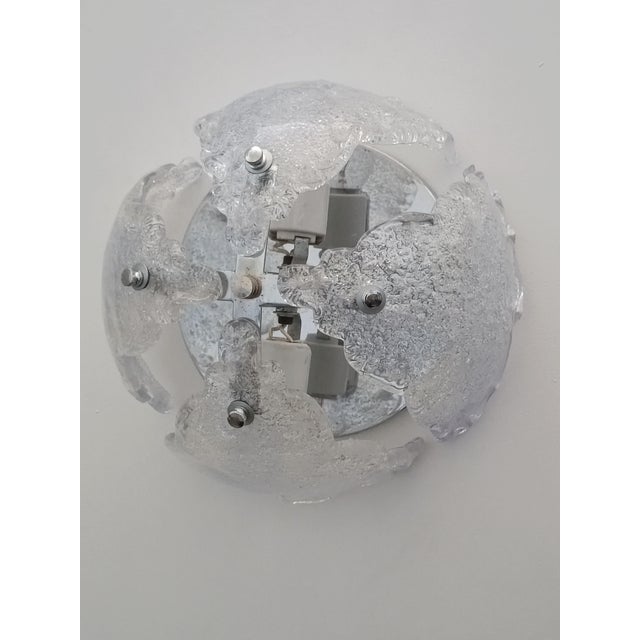 Silver Murano Frosted Glass Wall Sconce, 1970s For Sale - Image 8 of 8