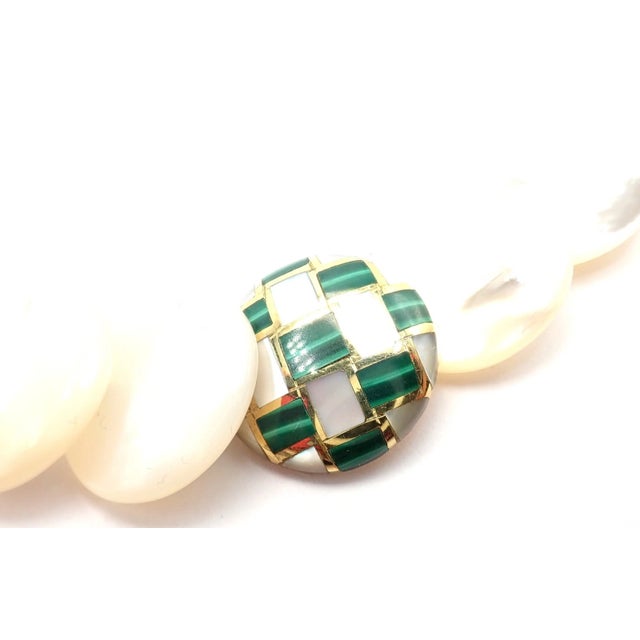 Contemporary 1980s Tiffany & Co. Angela Cummings Yellow Gold Mother of Pearl Malachite Inlaid Necklace For Sale - Image 3 of 15