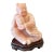 Large Vintage Chinese Carved Rose Quartz Boy Sculpture on Hardwood Stand For Sale