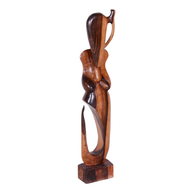 Vintage African Sculpture in Lacquered Wood, 1920s For Sale