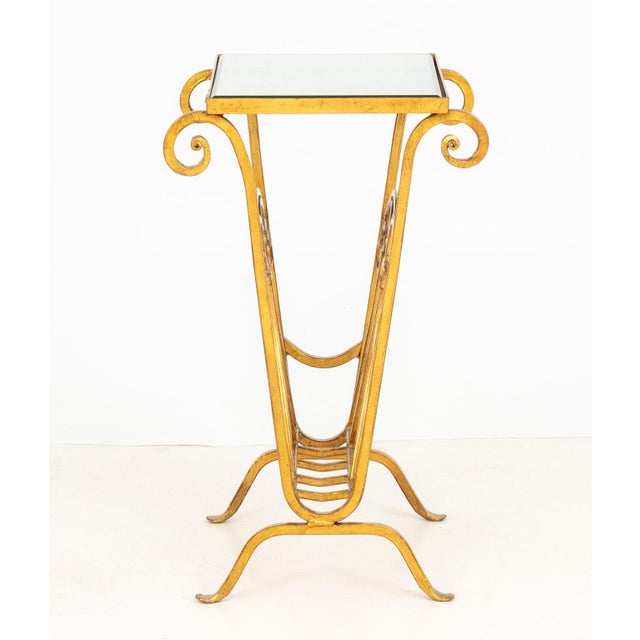 Hollywood Regency Mirrored Gilt Brass Side Table For Sale In New York - Image 6 of 8