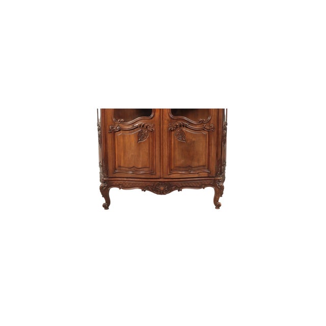 Early 20th Century Early 20th Century Louis XV Carved Walnut Stained Vitrine Armoire For Sale - Image 5 of 8