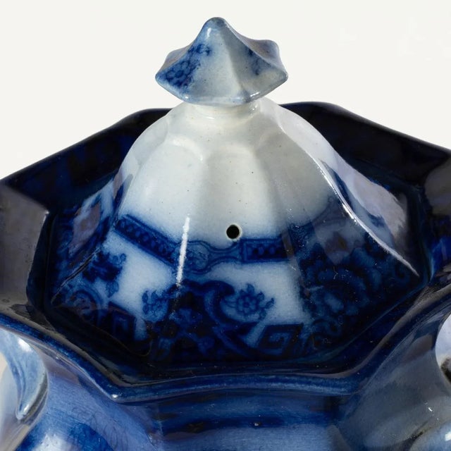 19th Century Flow Blue Sugar Bowl For Sale - Image 4 of 10