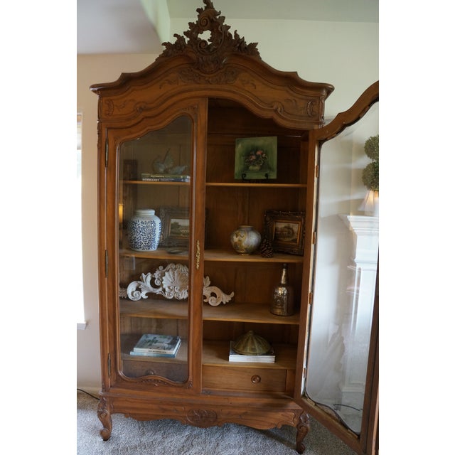 Antique French Rococo Glass Door Armoire For Sale - Image 11 of 11