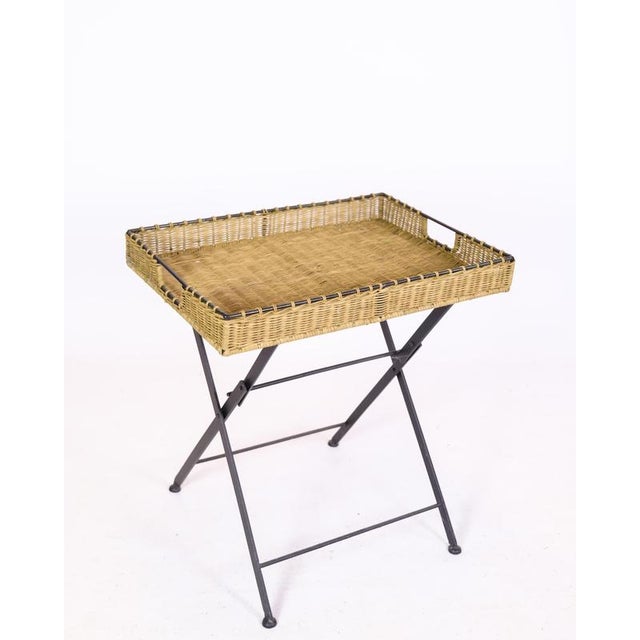 Gold Side Table in Wicker Tray with Metal Legs, 1970s For Sale - Image 8 of 10