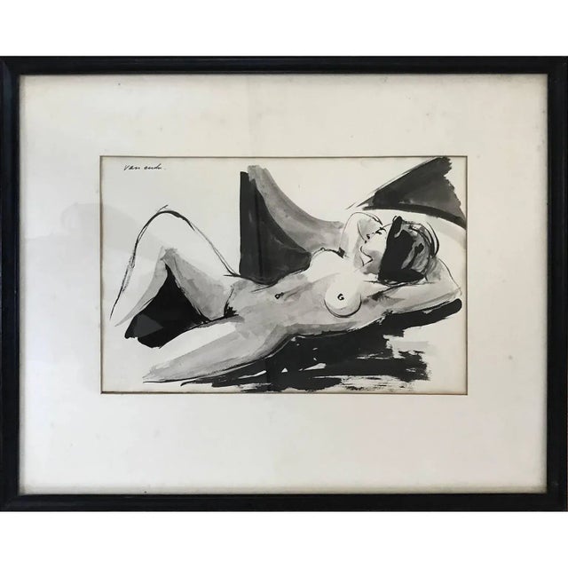 1960s Nude Woman Ink Wash on Paper For Sale - Image 5 of 5