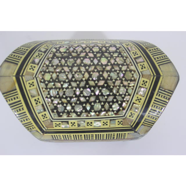 Vintage Moorish Inlaid Wood Box With Mother of Pearl Shell and Bone Inlay Inlaid For Sale - Image 11 of 11