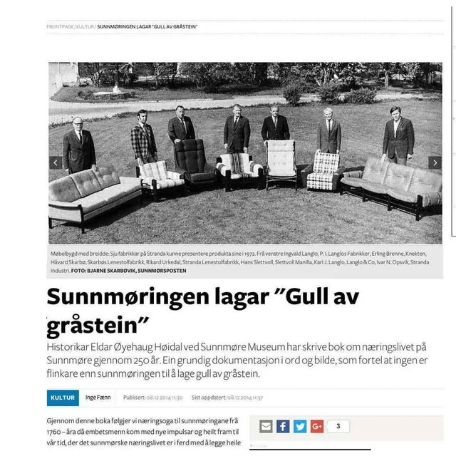 Beautiful and early P.I. Langlos Fabrikker, Stranda sofa design. I believe Rosewood legs and detailing. Design in the...