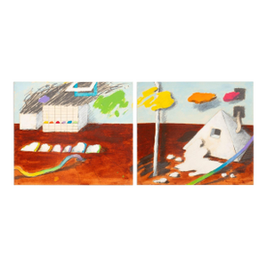 Elfi Schuselka Abstract Diptych Mixed Media